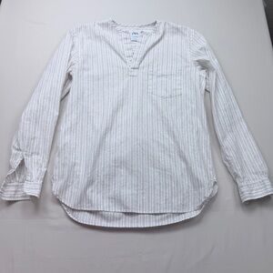 Zara long-sleeved, striped henley-style popover, linen/cotton